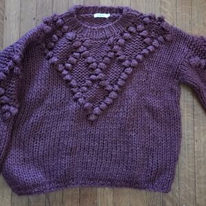Amaryllis Textured Knit Sweater in Deep Purple